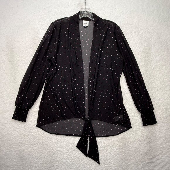 Cabi 2 Pc Wide Leg Crop Pants Set Impetuous Black Pink Micro Dot Retro Size S - Picture 3 of 14